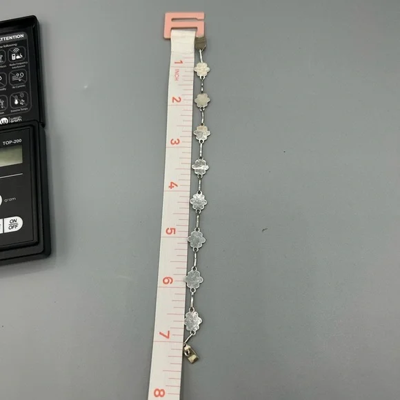 Vintage Silver Floral Link Bracelet | Mid Century Flower Bracelet - Picture 3 of 6